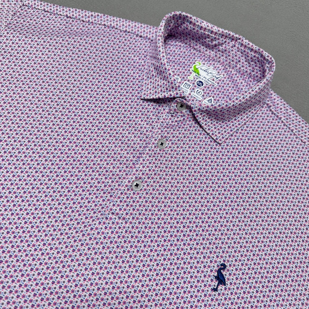 TailorByrd Polo Shirt Mens XXL Purple Geometric Floral Performance Golf